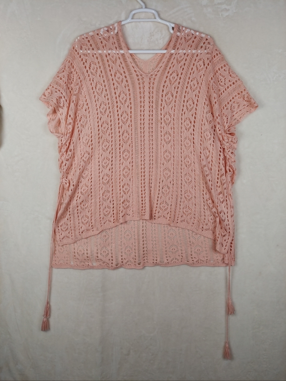 St. Tropez Bikini Beach Cover up Womens One Size M/L/XL Peach Crochet Knit Pool